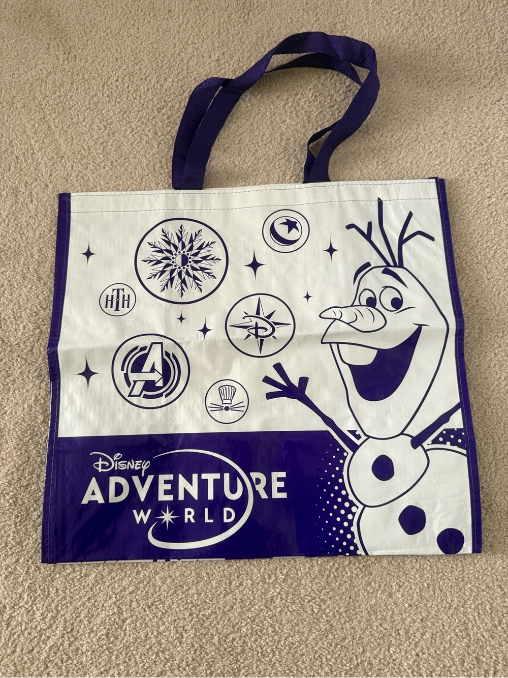 Disneyland Paris Disney Adventure World Olaf Tote Bag - White & Purple